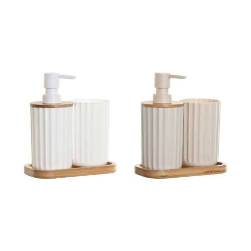 Set za Kupaonicu DKD Home Decor Bijela Bež Bambus polistiren 16 x 9 x 18 cm 3 Dijelovi (2 kom.) Cijena