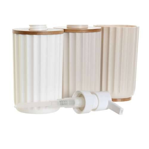 Set za Kupaonicu DKD Home Decor Bijela Bež Bambus polistiren 16 x 9 x 18 cm 3 Dijelovi (2 kom.) Cijena