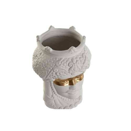 Tegla za biljke Home ESPRIT Bijela zlatan Porculan 15 x 15 x 26.5 cm (2 kom.) Cijena