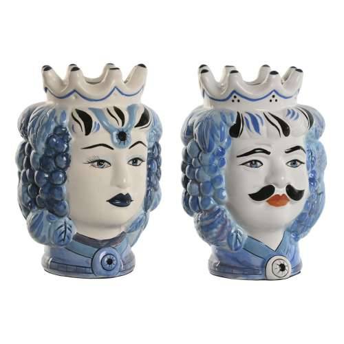 Tegla za biljke Home ESPRIT Plava Bijela Porculan 15 x 15 x 26 cm Cijena