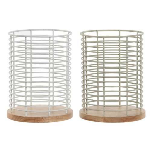 Košara za pribor za jelo Home ESPRIT Bež Siva Prirodno Metal Kaučukovac 13,5 x 13,5 x 17 cm (2 kom.) Cijena
