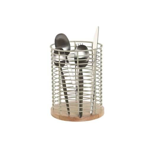 Košara za pribor za jelo Home ESPRIT Bež Siva Prirodno Metal Kaučukovac 13,5 x 13,5 x 17 cm (2 kom.) Cijena