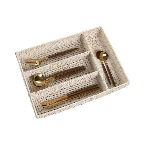 Organizator Pribora za Jelo Home ESPRIT Bijela Prirodno Bambus 34 x 24 x 6 cm Cijena