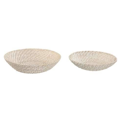 Stolni ukras Home ESPRIT Bijela Prirodno Bambus Ratan 35 x 35 x 8 cm (2 Dijelovi) Cijena