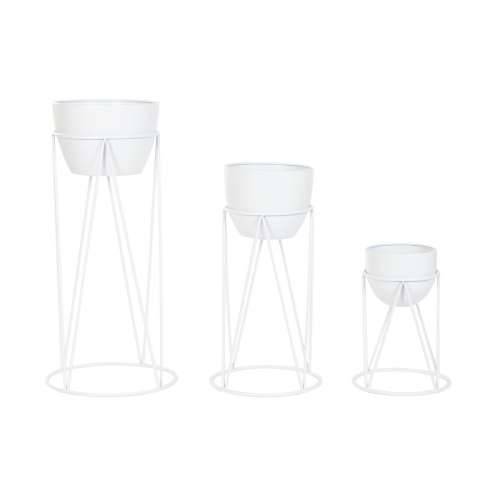 Tegla za biljke Home ESPRIT Bijela Metal gradski 38 x 38 x 80 cm (3 Dijelovi) Cijena