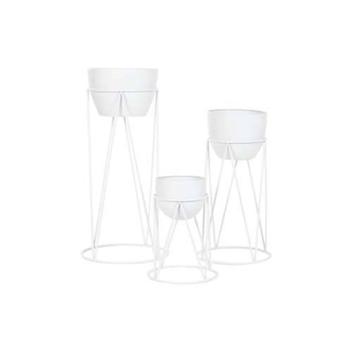 Tegla za biljke Home ESPRIT Bijela Metal gradski 38 x 38 x 80 cm (3 Dijelovi) Cijena