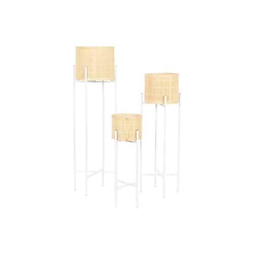 Tegla za biljke Home ESPRIT Bijela Prirodno Metal Bambus 31 x 31 x 103 cm (3 Dijelovi) Cijena