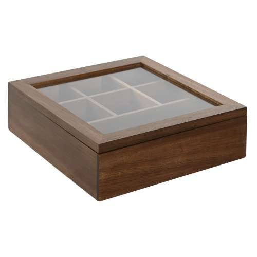 Kutija za Čajeve Home ESPRIT Prirodno Kristal Drvo akacije 20,5 x 20,5 x 6,5 cm Cijena