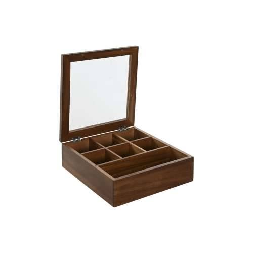 Kutija za Čajeve Home ESPRIT Prirodno Kristal Drvo akacije 20,5 x 20,5 x 6,5 cm Cijena