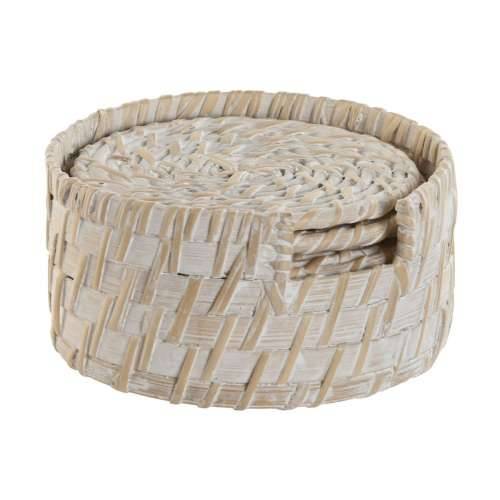Podmetači za čaše Home ESPRIT Bijela Prirodno Bambus Ratan 12 x 12 x 6 cm Cijena