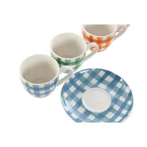 Set 6 Šalica s Tanjurićem Home ESPRIT Plava Bijela Zelena Oranžna Roza Porculan 90 ml Cijena