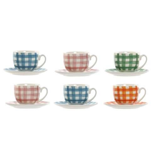 Set 6 Šalica s Tanjurićem Home ESPRIT Plava Zelena Oranžna Roza Porculan 240 ml Cijena