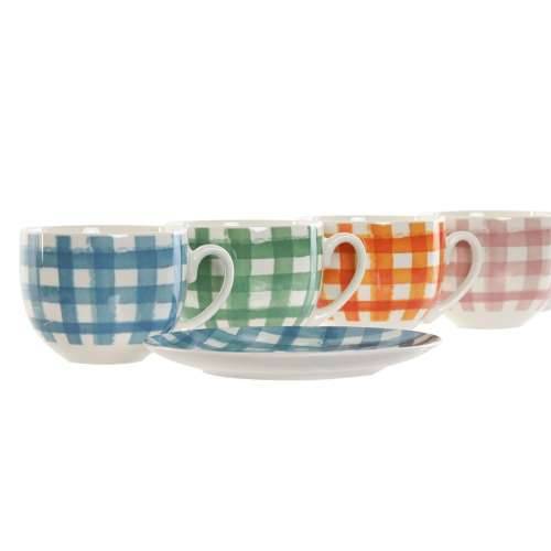 Set 6 Šalica s Tanjurićem Home ESPRIT Plava Zelena Oranžna Roza Porculan 240 ml Cijena
