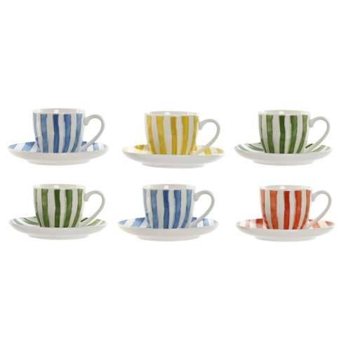 Set 6 Šalica s Tanjurićem Home ESPRIT Rumena Plava Zelena Koraljni Porculan 90 ml Cijena