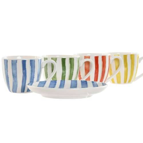 Set 6 Šalica s Tanjurićem Home ESPRIT Rumena Plava Zelena Koraljni Porculan 90 ml Cijena