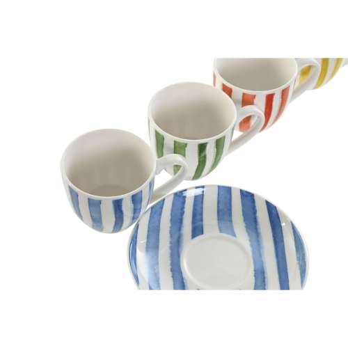 Set 6 Šalica s Tanjurićem Home ESPRIT Rumena Plava Zelena Koraljni Porculan 90 ml Cijena