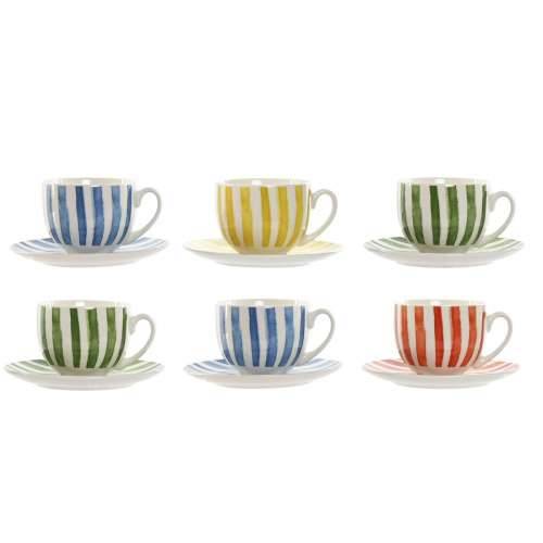 Set 6 Šalica s Tanjurićem Home ESPRIT Rumena Plava Zelena Koraljni Porculan 240 ml Cijena