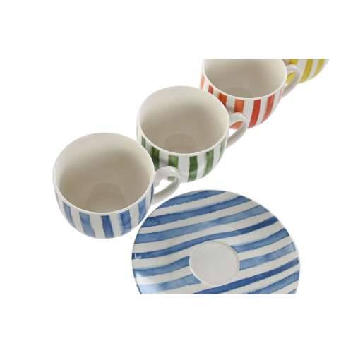 Set 6 Šalica s Tanjurićem Home ESPRIT Rumena Plava Zelena Koraljni Porculan 240 ml Cijena