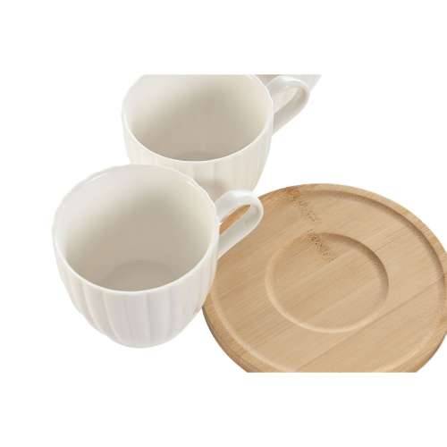 Set 6 Šalica s Tanjurićem Home ESPRIT Bijela Prirodno Bambus Porculan 220 ml Cijena