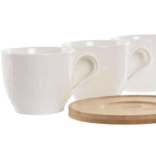 Set 6 Šalica s Tanjurićem Home ESPRIT Bijela Prirodno Bambus Porculan 220 ml Cijena