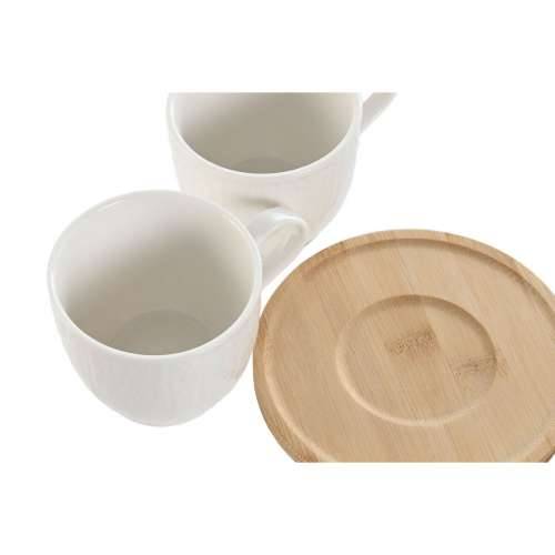 Set 6 Šalica s Tanjurićem Home ESPRIT Bijela Prirodno Bambus Porculan 220 ml Cijena