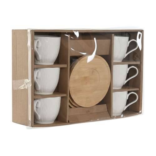 Set 6 Šalica s Tanjurićem Home ESPRIT Bijela Prirodno Bambus Porculan 220 ml Cijena