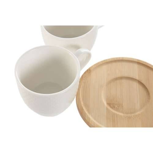 Set 6 Šalica s Tanjurićem Home ESPRIT Bijela Prirodno Bambus Porculan 220 ml Cijena