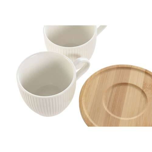 Set 6 Šalica s Tanjurićem Home ESPRIT Bijela Prirodno Bambus Porculan 220 ml Cijena