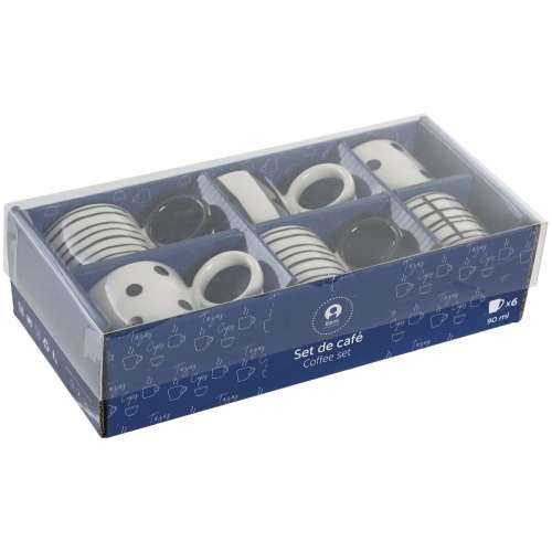Set Šalica za Kavu Home ESPRIT Bijela Crna Porculan 90 ml Cijena