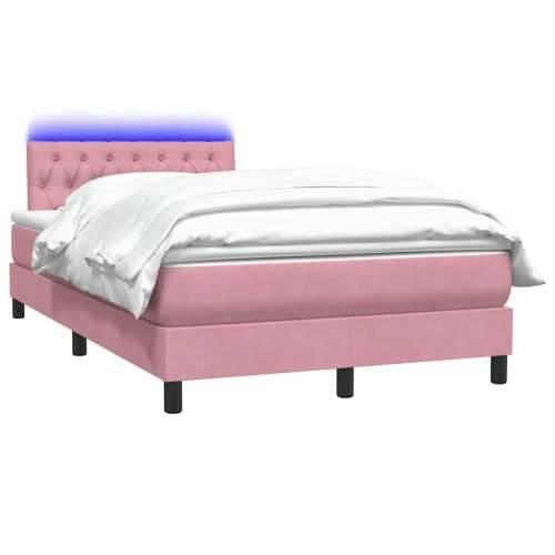 Box Spring krevet s madracem ružičasti 120x220 cm samt - Ružičasta 120 x 220 cm Dizajn s gumbima Cijena