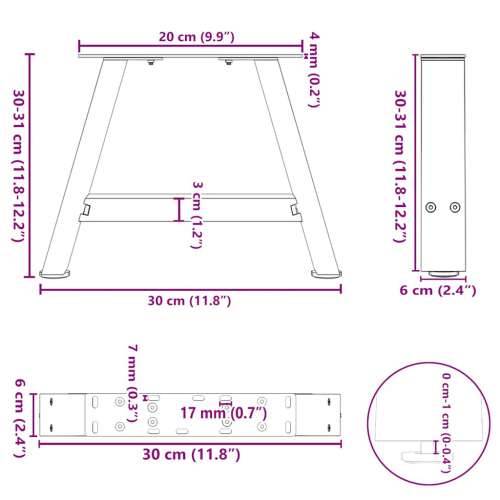 Noge za klub stolić A-oblika 2 kom Bijele 30 x (30-31) cm Čelik - Bijela 30 x (30-31) cm 1 Cijena