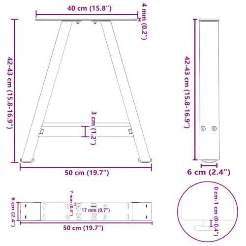 Noge za klub stolić A-oblika 2 kom 50 x (42-43) cm čelik - Prirodna 50 x (42-43) cm 2 1 Cijena