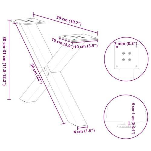 Noge za klub stolić u obliku slova X, 2 kom, bijele, 50 x (30-31) cm, čelik - Bijela 50 x (30-31) cm (40 mm) 2 1 Cijena