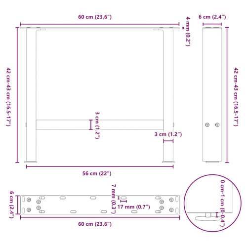 Noge za klub stolić prirodni čelik 2 kom 60 x (42-43) cm čelik - Prirodna 60 x (42-43) cm 2 1 Cijena