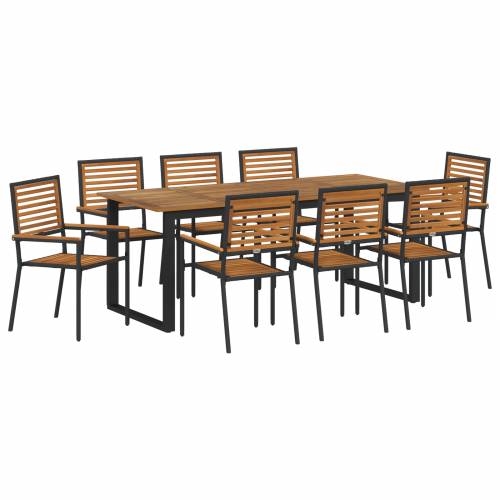 vrtni blagovaonski set od 9 dijelova Crni Poli Rattan Akacija Cijena