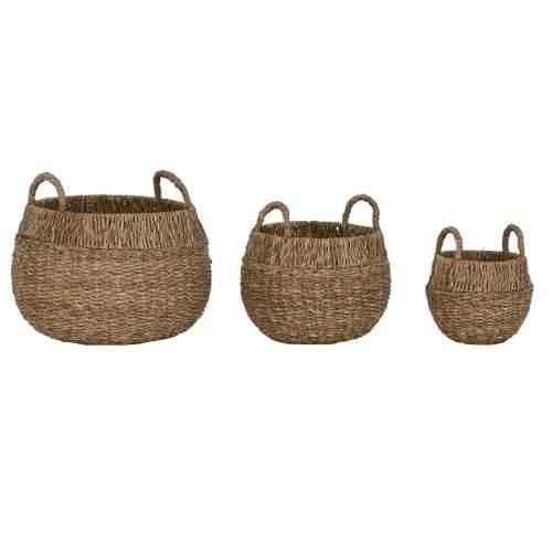 Set košara Home ESPRIT Prirodno Metal Morska trava Boho (3 Dijelovi) Cijena