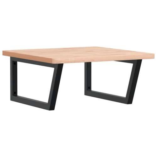 Zidna polica za Lavabo - Umivaonik od čelika i masivne bukovine - Smeđa i crna 60 x 60 x 2.5 cm 1 Trapez Cijena