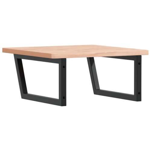 Zidna polica za Lavabo - Umivaonik od čelika i masivne bukovine - Smeđa i crna 60 x 60 x 2.5 cm 1 Trapez Cijena