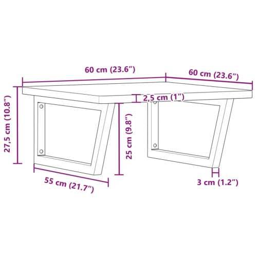 Zidna polica za Lavabo - Umivaonik od čelika i masivne bukovine - Smeđa i crna 60 x 60 x 2.5 cm 1 Trapez Cijena