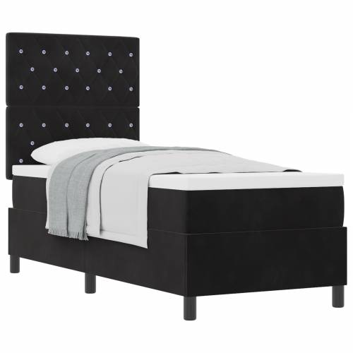 Box Spring Krevet s Madracem Crna 80x200 cm Baršun Cijena