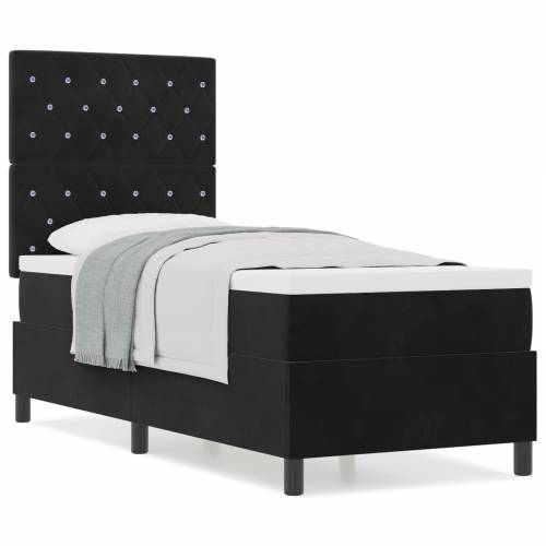 Box Spring Krevet s Madracem Crna 80x200 cm Baršun Cijena