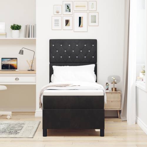 Box Spring Krevet s Madracem Crna 80x200 cm Baršun Cijena
