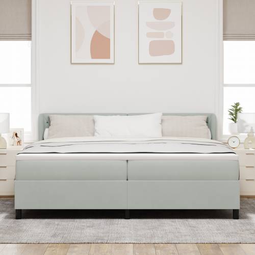 Box Spring Krevet s Madracem Svjetlosiva 200x200 cm Baršun Cijena