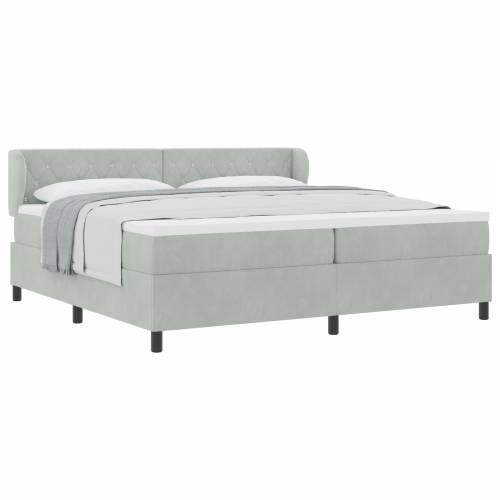 Box Spring Krevet s Madracem Svjetlosiva 200x200 cm Baršun Cijena
