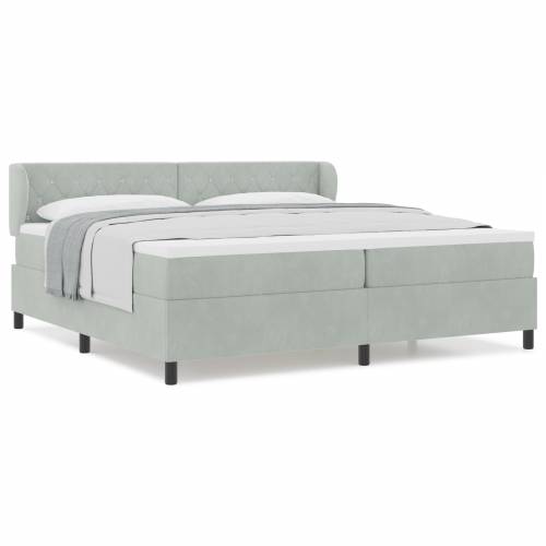Box Spring Krevet s Madracem Svjetlosiva 200x200 cm Baršun Cijena