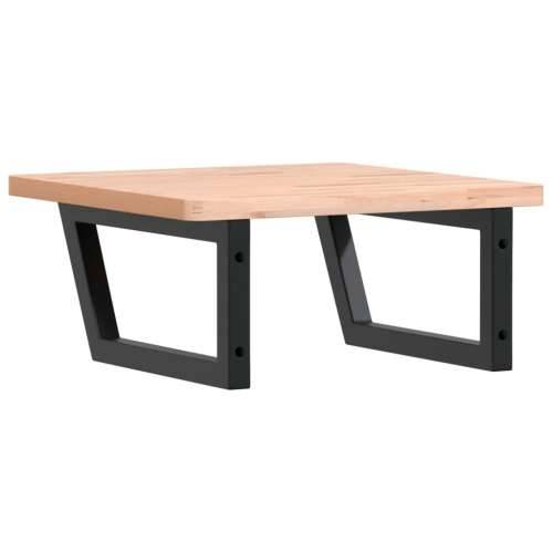 Zidna polica za Lavabo - Umivaonik od čelika i masivne bukovine - Smeđa i crna 50 x 50 x 2.5 cm 1 Trapez Cijena