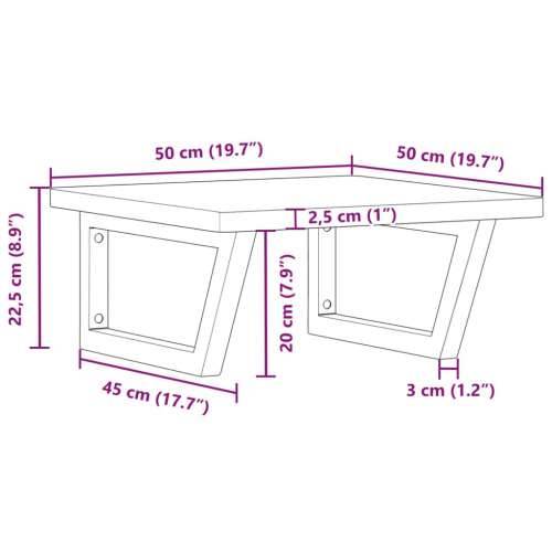 Zidna polica za Lavabo - Umivaonik od čelika i masivne bukovine - Smeđa i crna 50 x 50 x 2.5 cm 1 Trapez Cijena
