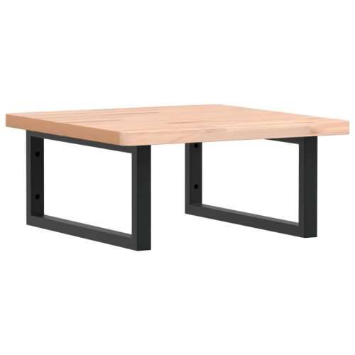 Zidna polica za Lavabo - Umivaonik od čelika i masivne bukovine - Smeđa i crna 50 x 50 x 2.5 cm 1 Pravokutno Cijena