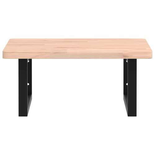 Zidna polica za Lavabo - Umivaonik od čelika i masivne bukovine - Smeđa i crna 50 x 50 x 2.5 cm 1 Pravokutno Cijena