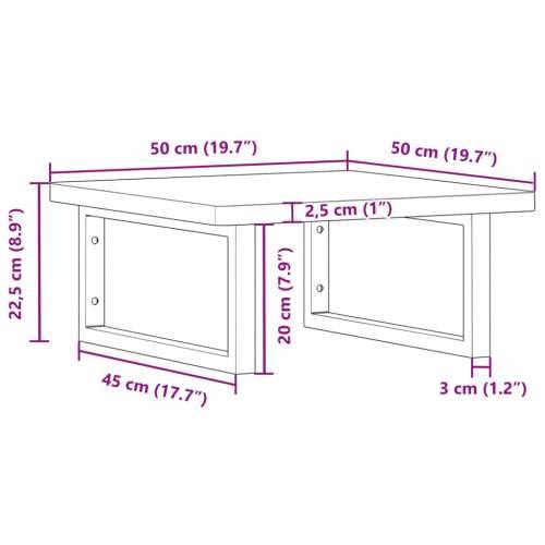 Zidna polica za Lavabo - Umivaonik od čelika i masivne bukovine - Smeđa i crna 50 x 50 x 2.5 cm 1 Pravokutno Cijena